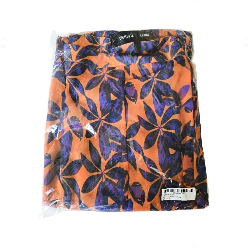 PrettyLittleThing NWT Plus Orange Print Beach Flares Size 24 Semi Sheer - Picture 4 of 4
